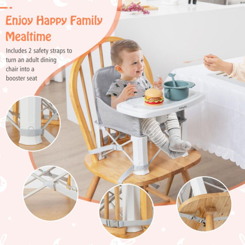 Hivvago Portable Baby Booster Seat with Straps and Double Tray