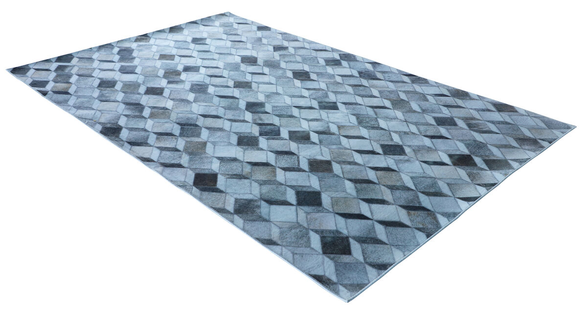 Walk on Me Faux Cowhide Digital Printed Patchwork Cubical Dimension Indoor Area Rug