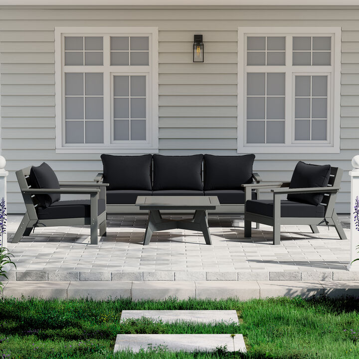 WestinTrends Outdoor 6-Piece Modular Sectional Patio Furniture Sofa Set