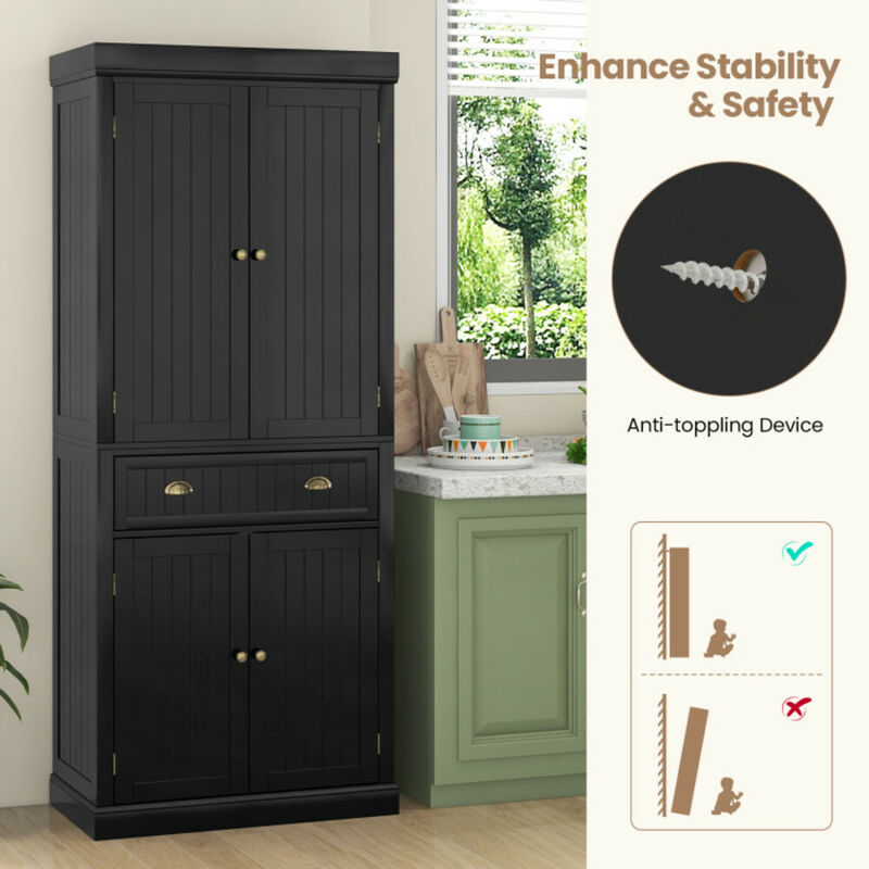 Cupboard Freestanding Kitchen Cabinet with Adjustable Shelves