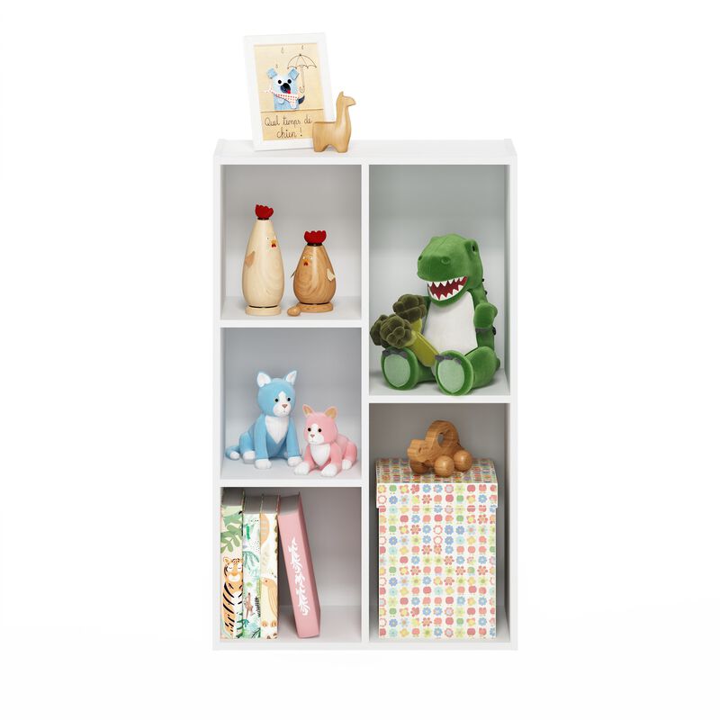 Furinno Luder 5-Cube No Tool Assembly Open Shelf, White