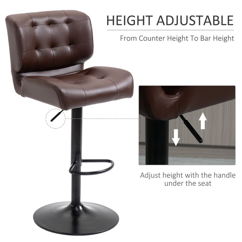 Brown Bar Duo: Adjustable Stools Set with Padded Cushions