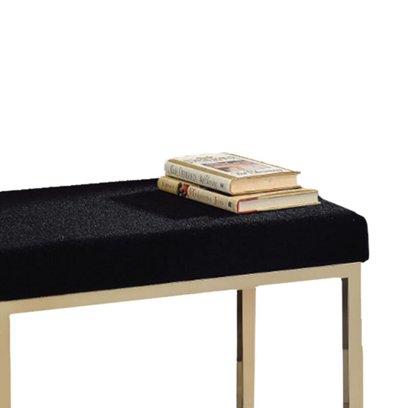 Astonishing Ottoman, Black Fabric & Gold-Benzara