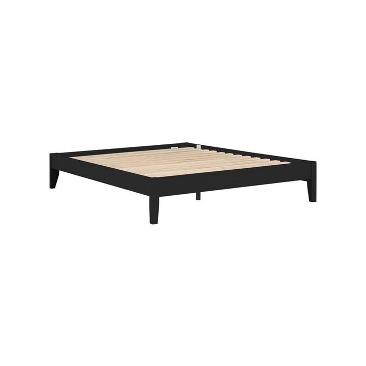 Cavi California King Platform Bed Frame, Low Profile Tapered Legs, Black - Benzara
