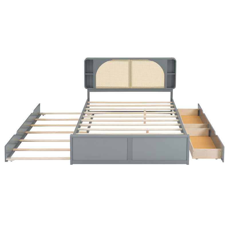 Merax Platform Bed with 2 Drawers and Trundle