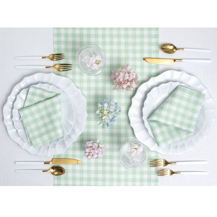 Solino Home 100% Pure Linen Table Runner | Gingham Check for Spring & Easter