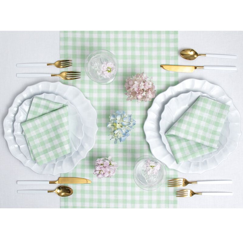 Solino Home 100% Pure Linen Table Runner | Gingham Check