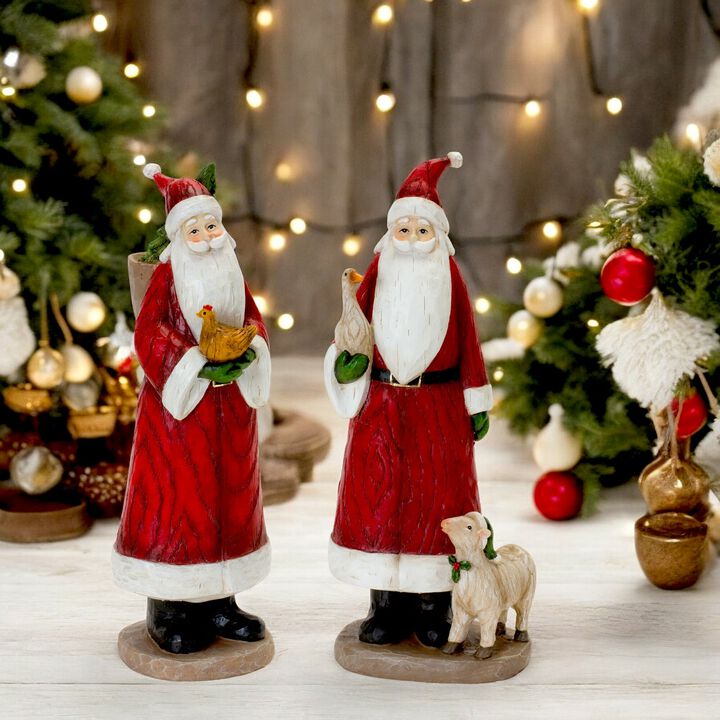 Santa with Animals for Festive Holiday Decor and Christmas Display (Set of 2)