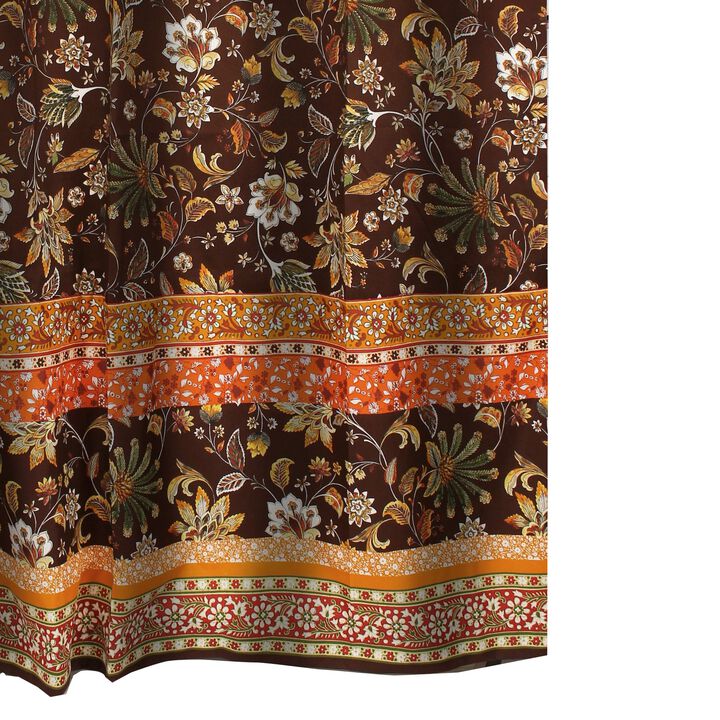 Athens 60 Inch Throw Blanket, Chocolate Brown Polyester, Jacobean Print - Benzara