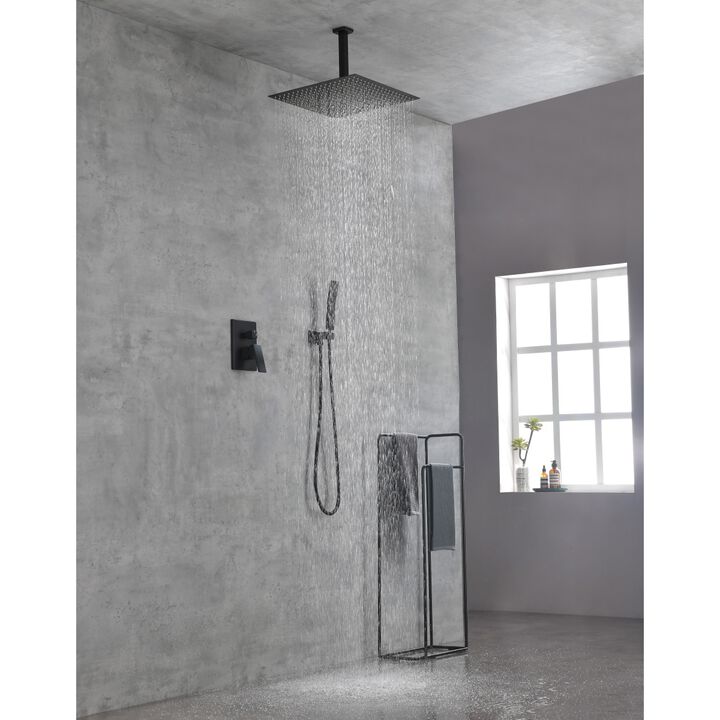 Ceiling Mounted Shower System Combo Set With Handheld And 16" Shower Head