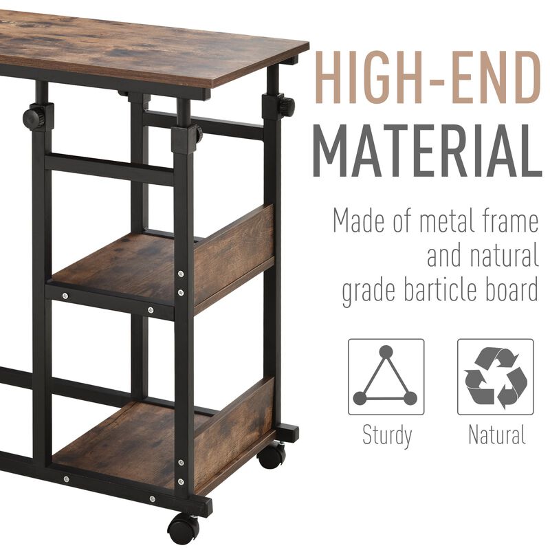 Versatile Side Table: 3-Tier C-Shaped Mobile Nightstand with Casters