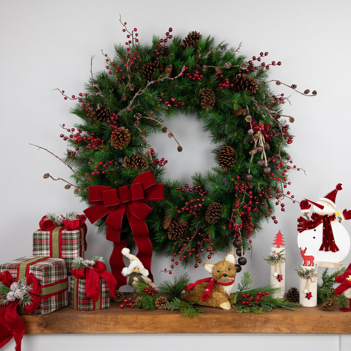 Green Royal Oregon Pine Artificial Christmas Wreath with Pinecones  48-Inch  Unlit