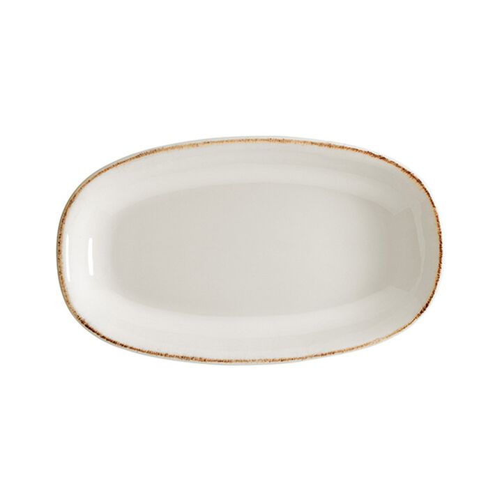 Retro 7.5" x 4.25" x h:1" Oval Decorated Porcelain Platter (Set of 2)