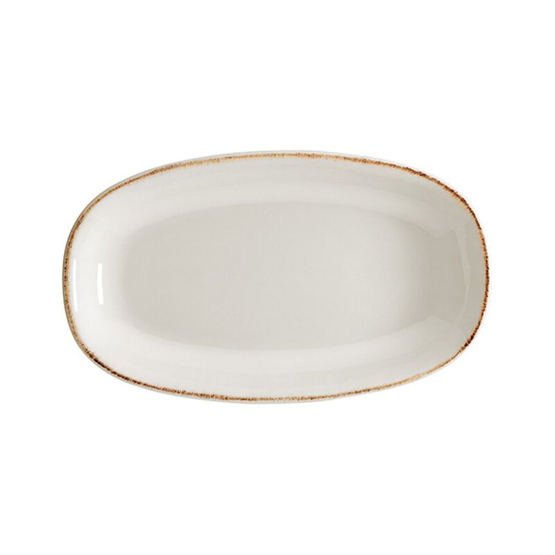 Retro 7.5" x 4.25" x h:1" Oval Decorated Porcelain Platter (Set of 2)