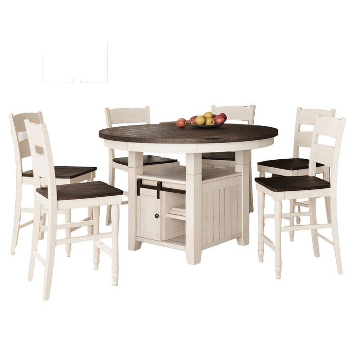 Jofran Seven Piece Reclaimed Solid Wood Counter Height Round Dining Set