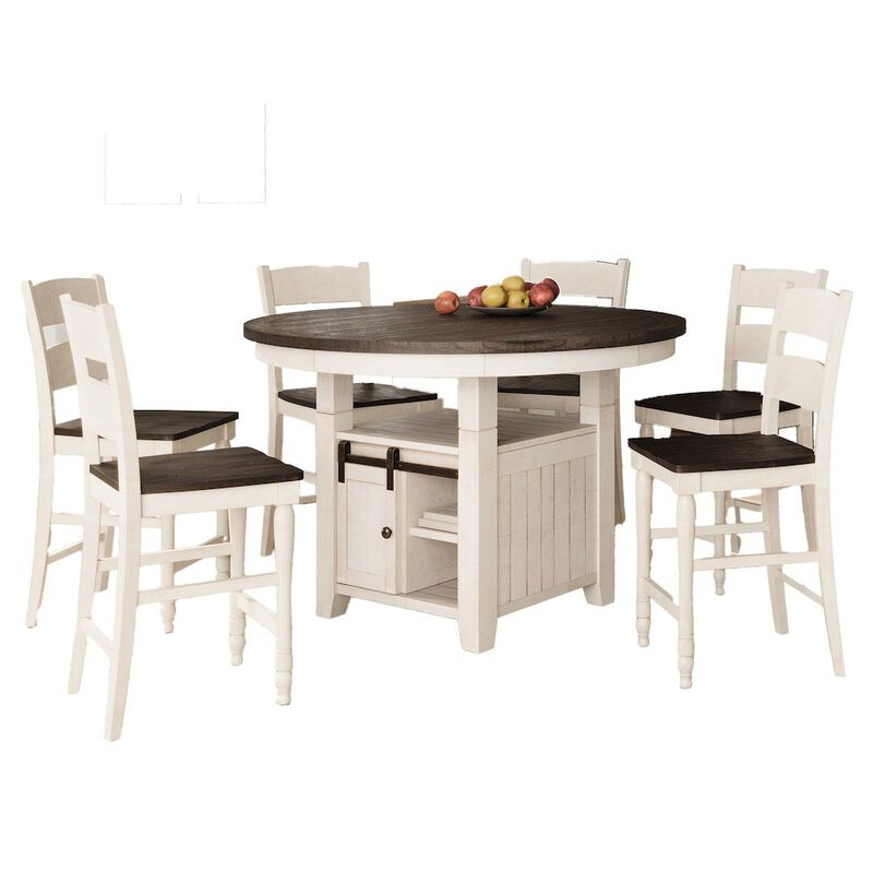 Jofran Seven Piece Reclaimed Solid Wood Counter Height Round Dining Set