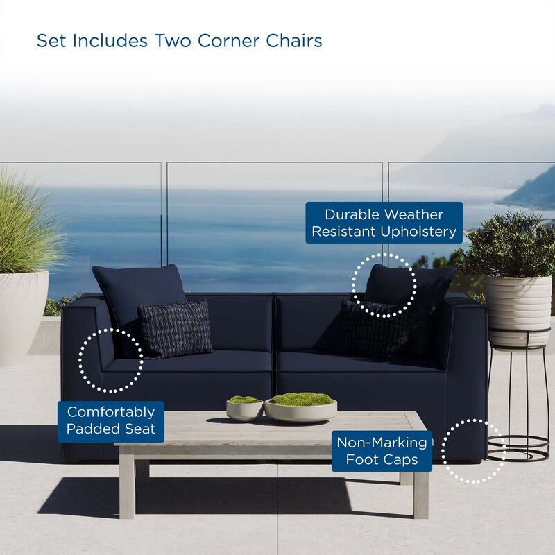 Saybrook Outdoor Patio Upholstered 2-Piece Sectional Sofa Loveseat-Benzara