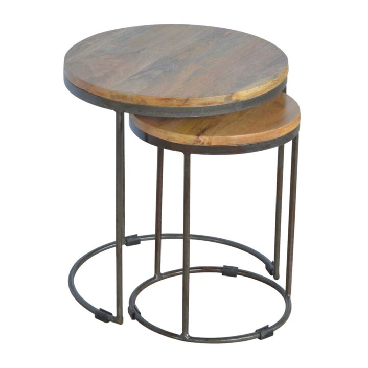 End Table Set of 2 with Iron Base