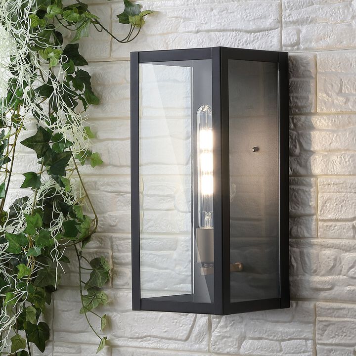 Berlin 1-Light Modern Industrial Rectangular Iron/Glass LED Outdoor Sconce