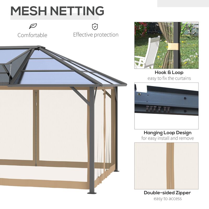 Grey Garden Structure: 14x12 Hardtop Gazebo with Polycarbonate Roof