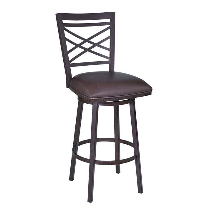 Fargo Counter Height Metal Barstool in Mineral Finish with Black Faux Leather