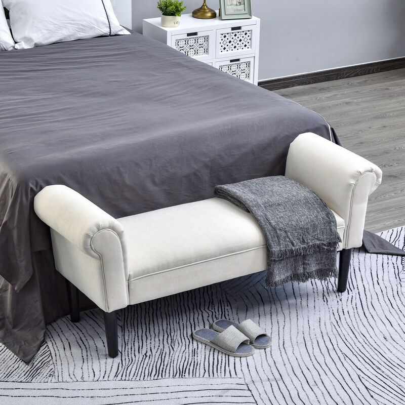 52" Modern Rolled Arm Bench Bed End Ottoman Sofa Seat Footrest Bedroom Entryway