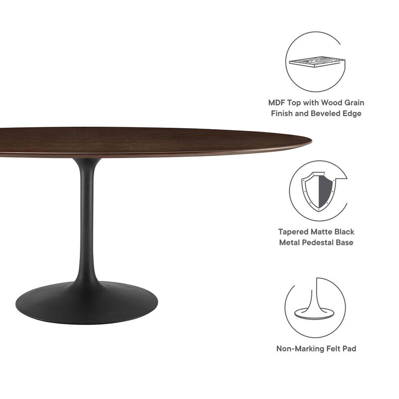 Modway - Lippa 78" Oval Wood Grain Dining Table Black Natural