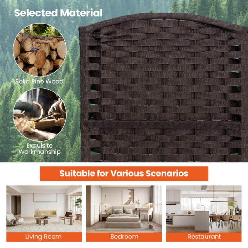 Hivvago 6-Panel Room Divider 5.6 FT Tall Folding Privacy Screen with Hand-woven Texture