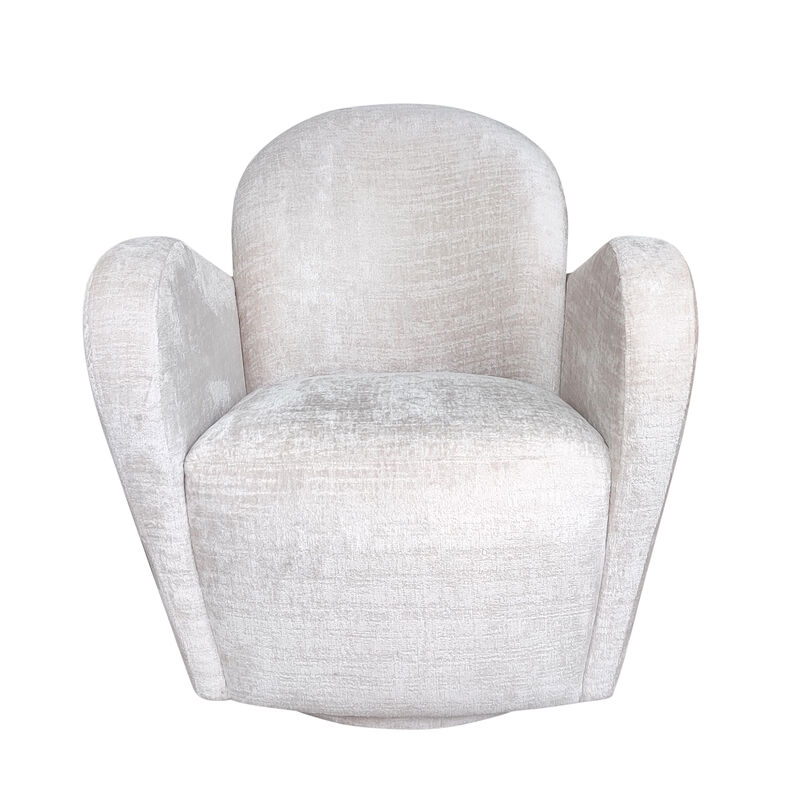 Pasargad Home Maxim Modern Swivel Base Armchair, Ivory
