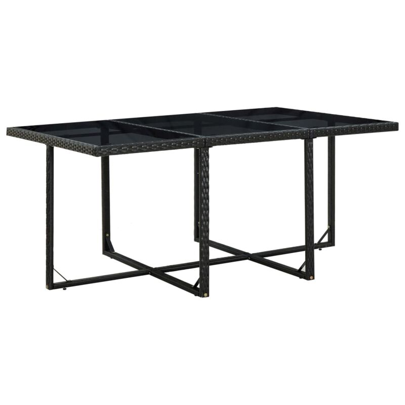 vidaXL 11 Piece Outdoor Dining Set with Cushions Poly Rattan Black