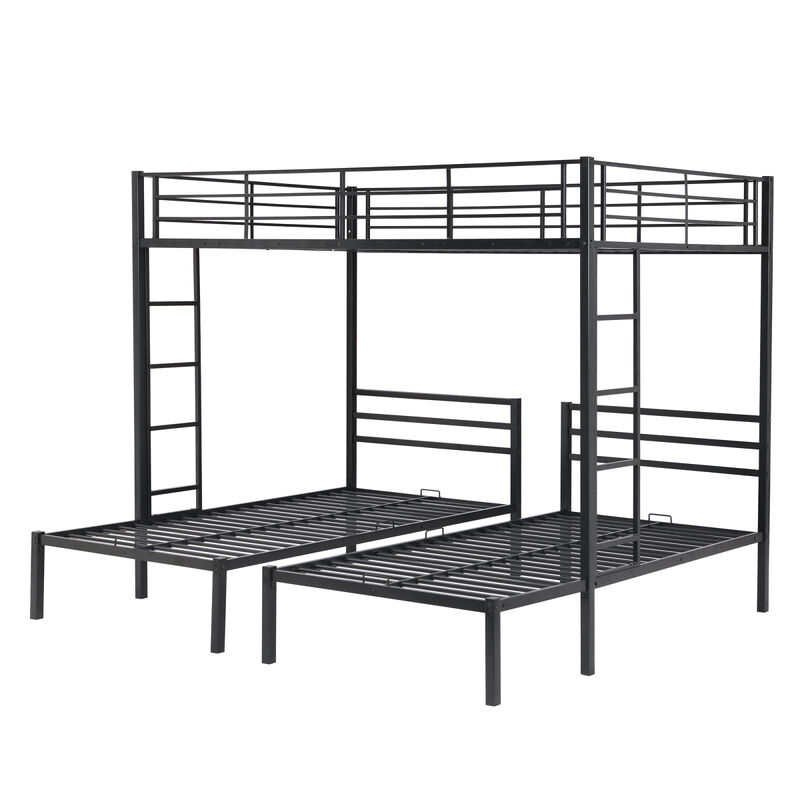 Full Over Twin & Twin Size Bunk Bed With Built-In Shelf