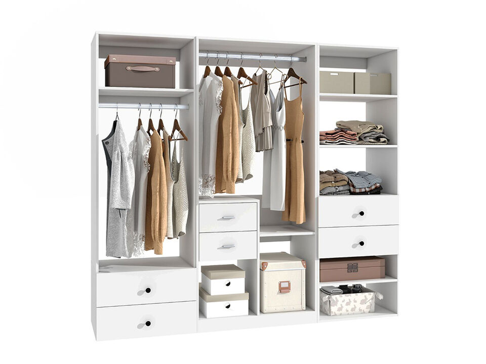 Closet System Organizer with 6 Drawers,2 Hanging Rods for Bedroom