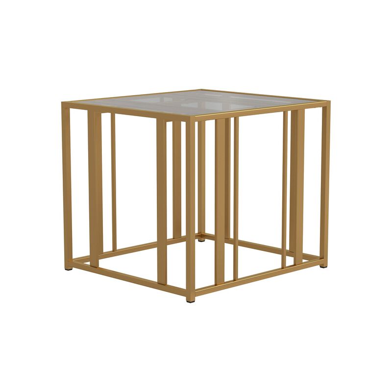 Coaster Furniture End Table Matte Brass and Clear 723607