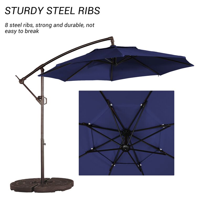 Mondawe 11ft Offset Patio Umbrella with Easy Tilt and Crank 360° Rotate Patio Offset Hanging Outdoor Market Umbrella Cantilever Umbrella