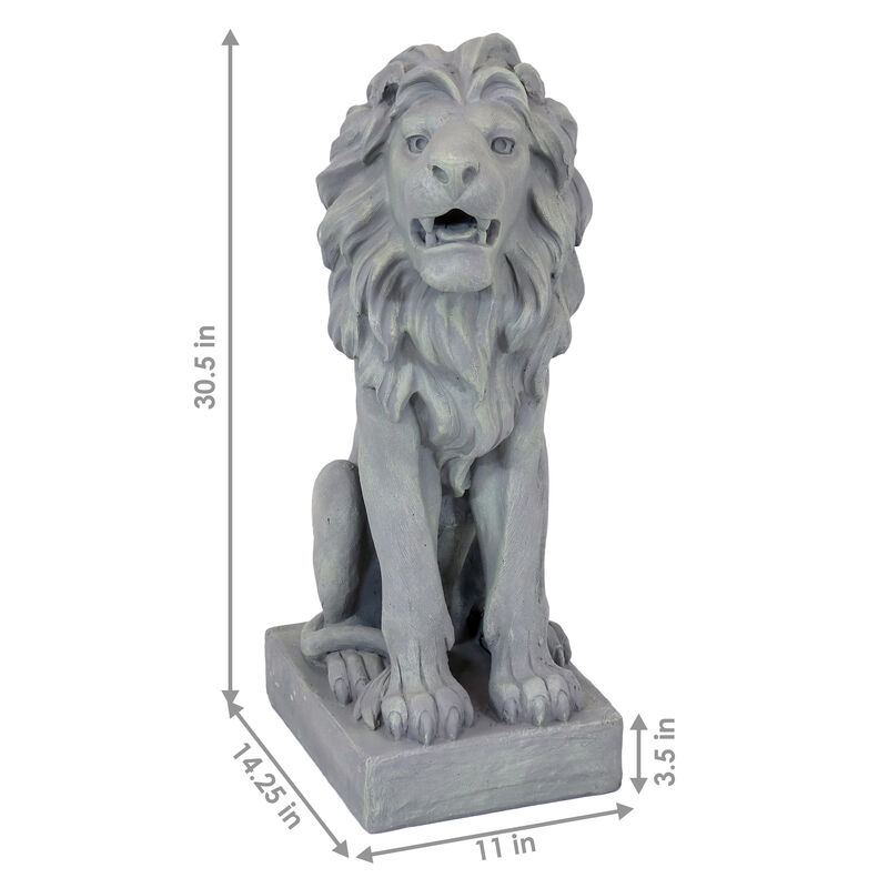 Sunnydaze Noble Beast Sitting Lion Outdoor Concrete Statue - 30 in