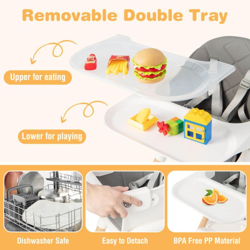 Hivvago 6-in-1 Baby High Chair with Removable Dishwasher and Safe Tray