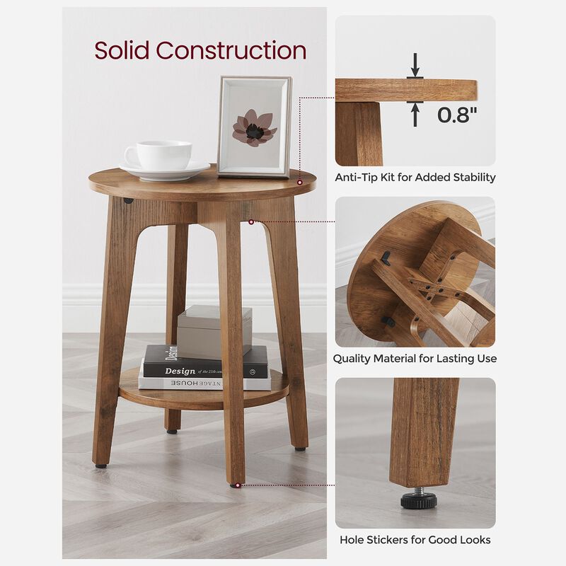 Round End Table with Lower Shelf Stylish and Functional Design