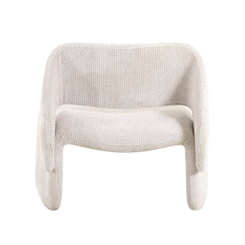 Pasargad Home Zarina Upholstered Modern Accent Chair, Ivory