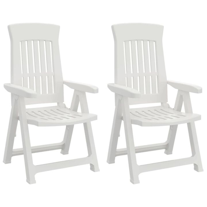 vidaXL Patio Reclining Chairs 2 pcs White PP