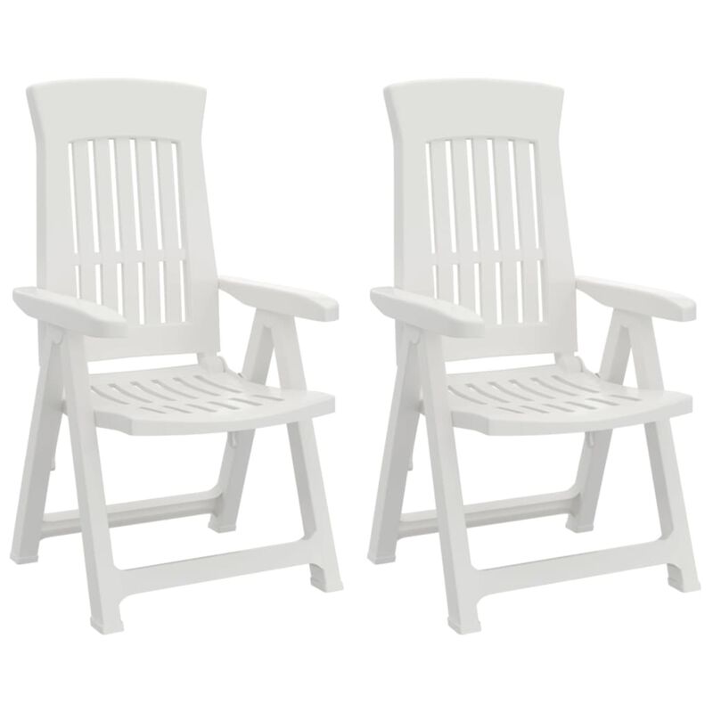 vidaXL Patio Reclining Chairs 2 pcs White PP