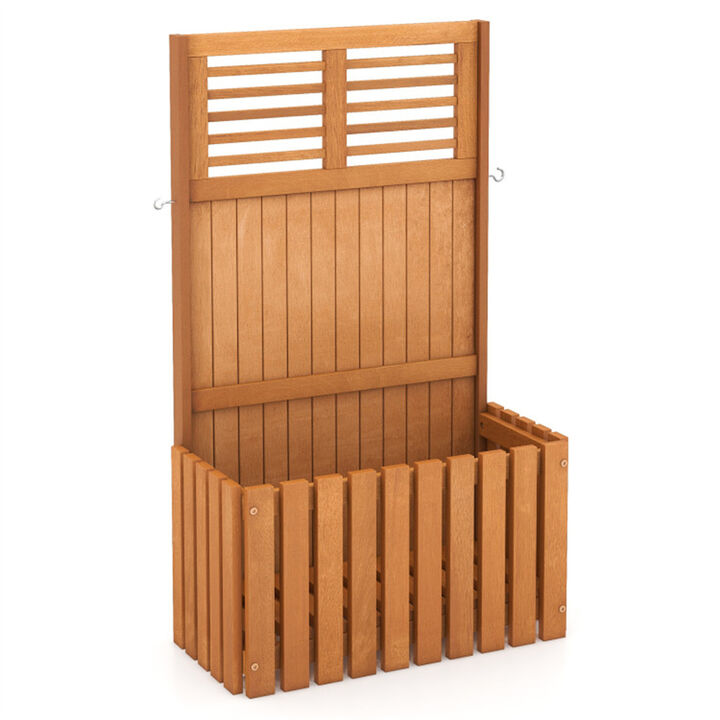 Elevated Wooden Garden Bed with Built-In Metal Hooks for Storage