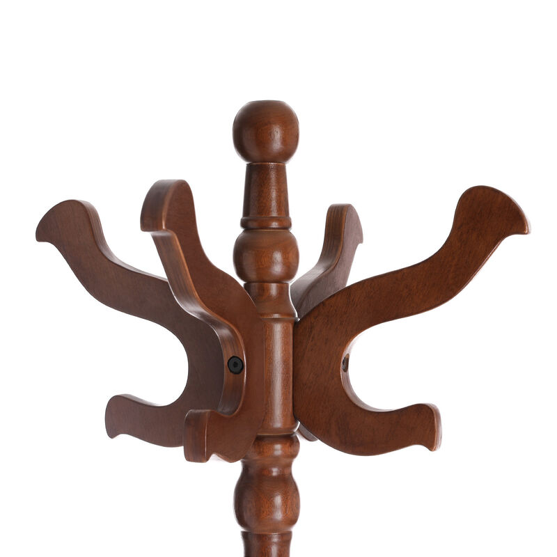 Coat Rack Free Standing with 11 Hooks, Wooden Hall Tree Coat Hat Tree