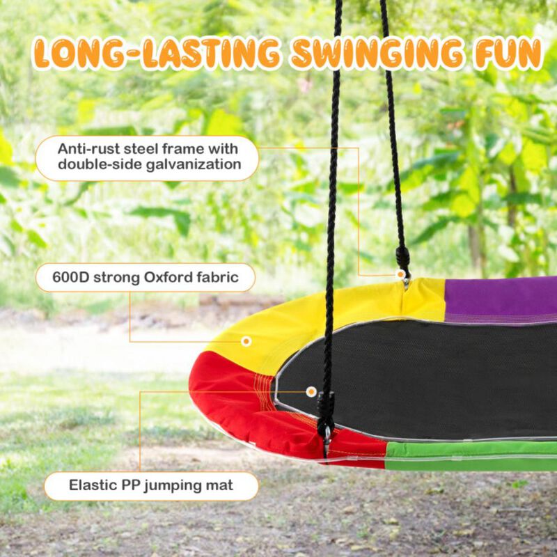 Hivvago 60 Inches Saucer Swing with LED Lights for Kids and Adults