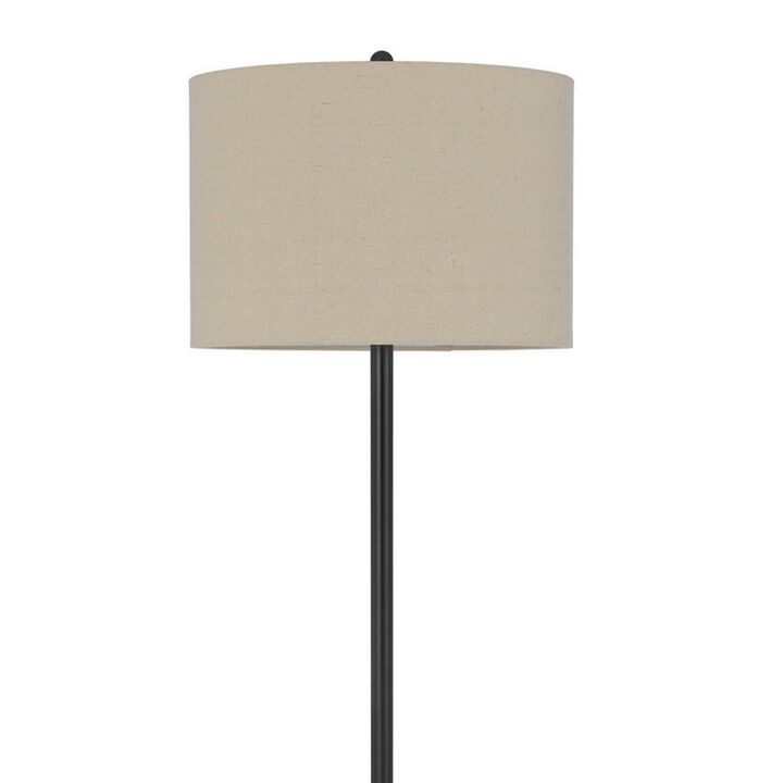 62 Inch Metal Floor Lamp, Tray, Dimmer,  2 USB Ports, Bronze-Benzara