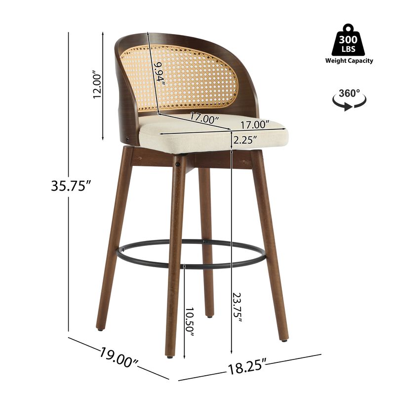 Merax Indoor Wood Bar Stools Dining Chairs 2 Pieces