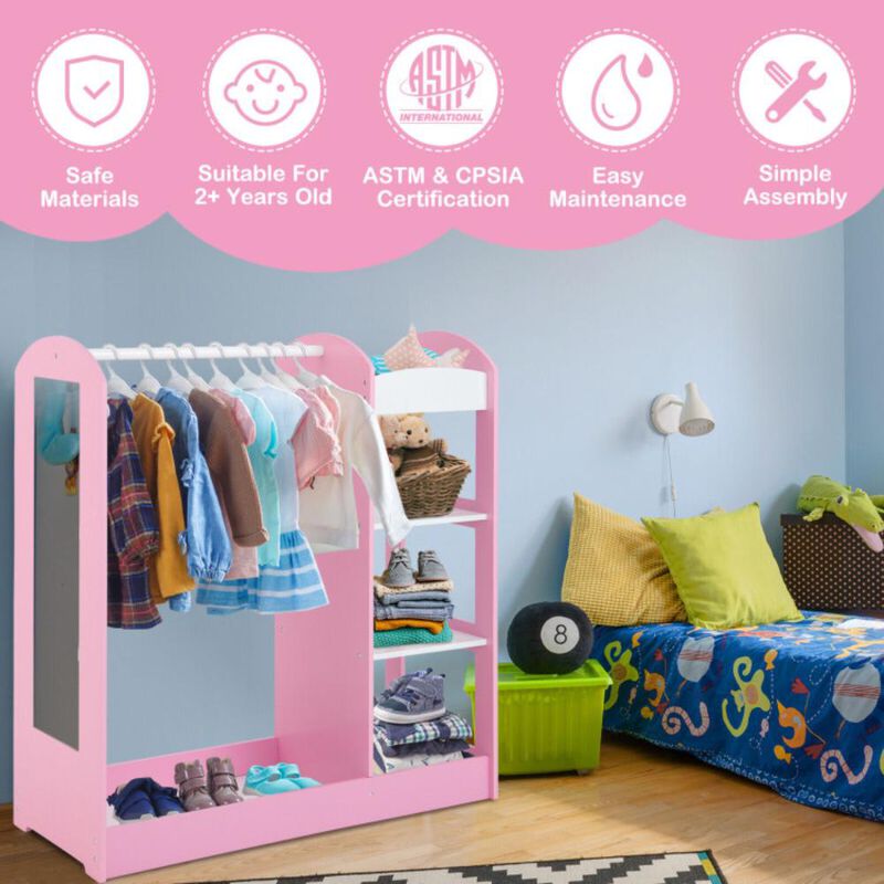 Hivvago Kids Dress Up Storage with Mirror