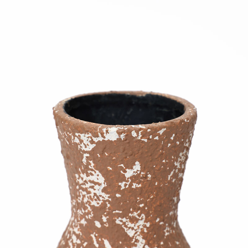 LuxenHome Rustic Brown Round Stoneware Vase