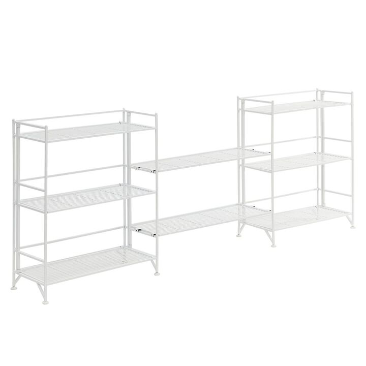 Convenience Concepts 3 Tier Wide Folding Metal Shelves with Set of 2 Deluxe Extension Shelves