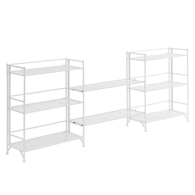 Convenience Concepts 3 Tier Wide Folding Metal Shelves with Set of 2 Deluxe Extension Shelves