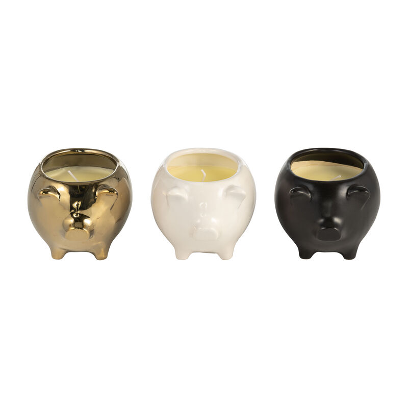 7" 9 Oz Vanilla Sandalwood Pig Candle Set